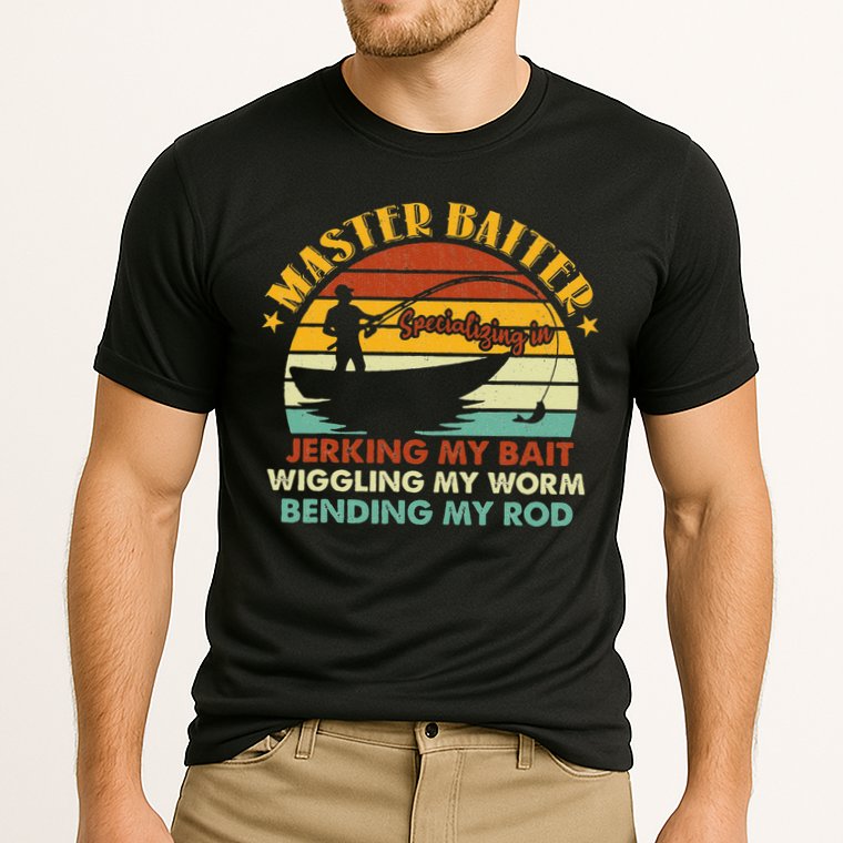Master Baiter Specializing In Jerking My Bait Funny Fishing Performance Shirt