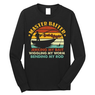 Master Baiter Specializing In Jerking My Bait Funny Fishing Long Sleeve Shirt