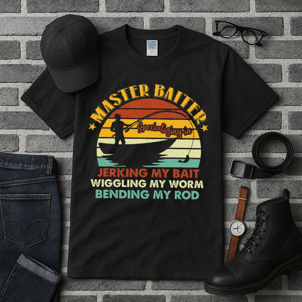 Master Baiter Specializing In Jerking My Bait Funny Fishing Tall T-Shirt