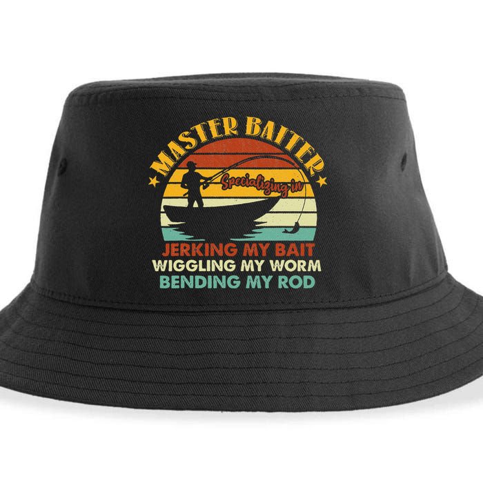Master Baiter Specializing In Jerking My Bait Funny Fishing Sustainable Bucket Hat