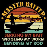 Master Baiter Specializing In Jerking My Bait Funny Fishing 7-Panel Snapback Hat
