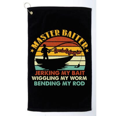 Master Baiter Specializing In Jerking My Bait Funny Fishing Golf Towel