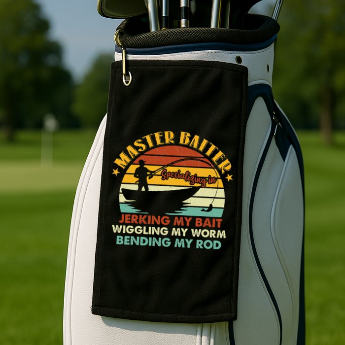 Master Baiter Specializing In Jerking My Bait Funny Fishing Golf Towel