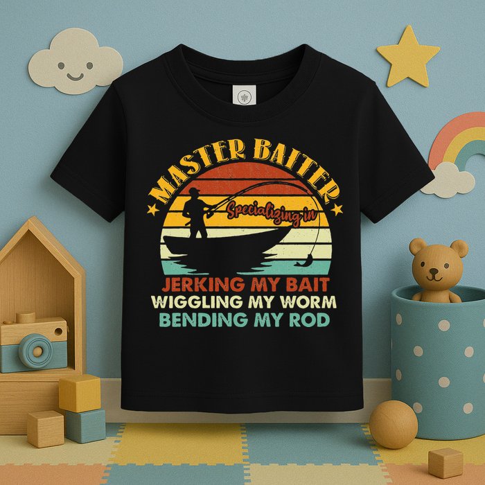 Master Baiter Specializing In Jerking My Bait Funny Fishing Toddler T-Shirt
