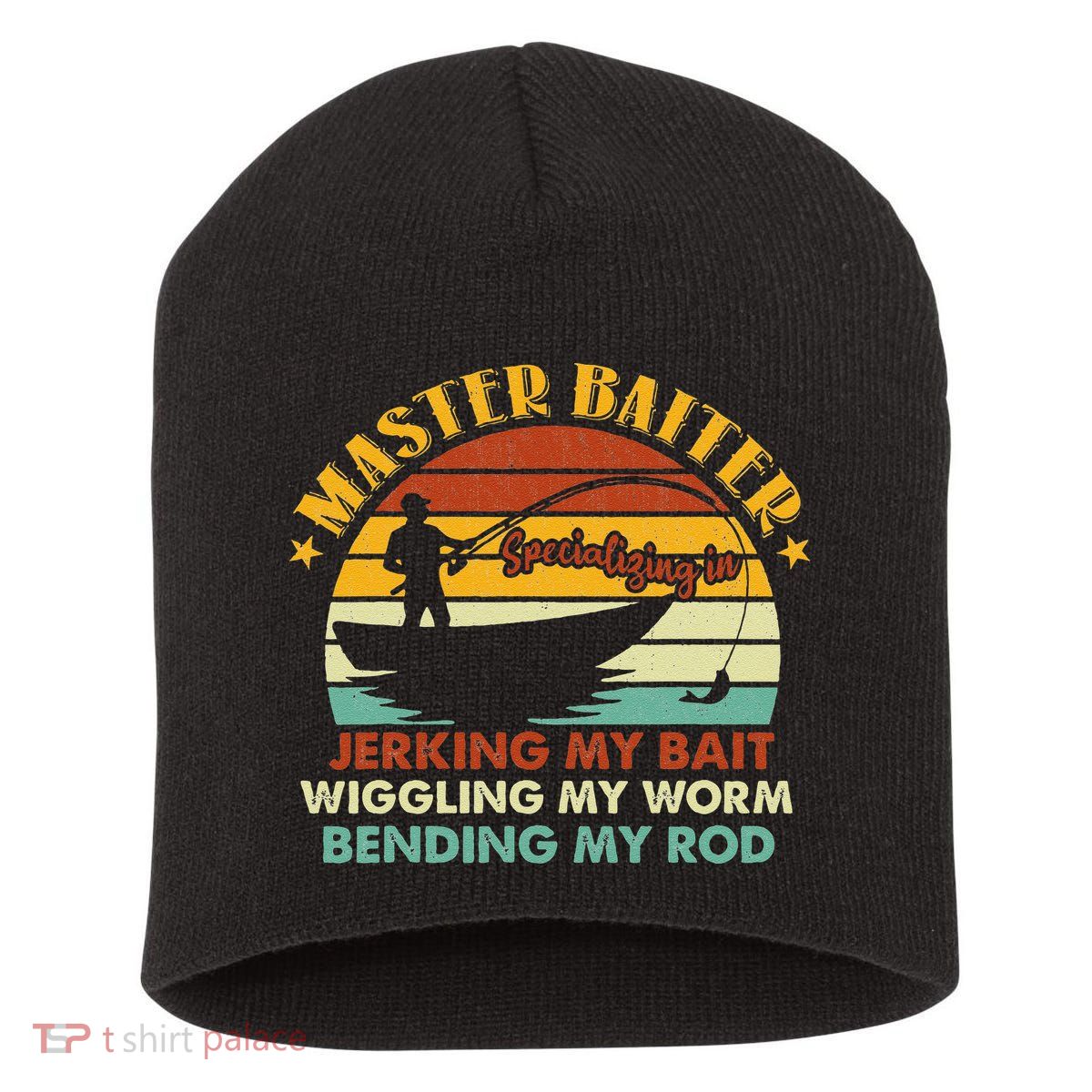 Master Baiter Specializing In Jerking My Bait Funny Fishing Short Acrylic Beanie