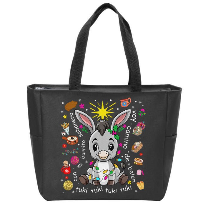 Mi Burrito Sabanero Mexican Christmas Donkey Spanish Xmas Zip Tote Bag