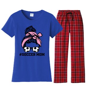 Messy Bun Soccer Mom Life Game Day Cheer Mom Gift Women's Flannel Pajama Set