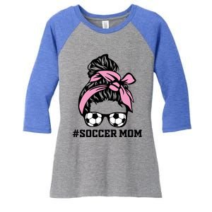 Messy Bun Soccer Mom Life Game Day Cheer Mom Gift Women's Tri-Blend 3/4-Sleeve Raglan Shirt