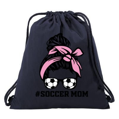 Messy Bun Soccer Mom Life Game Day Cheer Mom Gift Drawstring Bag