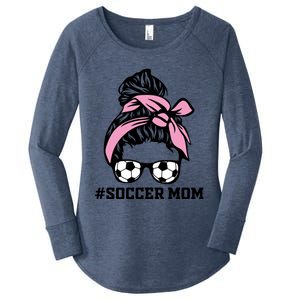 Messy Bun Soccer Mom Life Game Day Cheer Mom Gift Women's Perfect Tri Tunic Long Sleeve Shirt