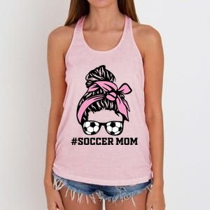 Messy Bun Soccer Mom Life Game Day Cheer Mom Gift Women's Knotted Racerback Tank