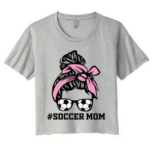 Messy Bun Soccer Mom Life Game Day Cheer Mom Gift Women's Crop Top Tee