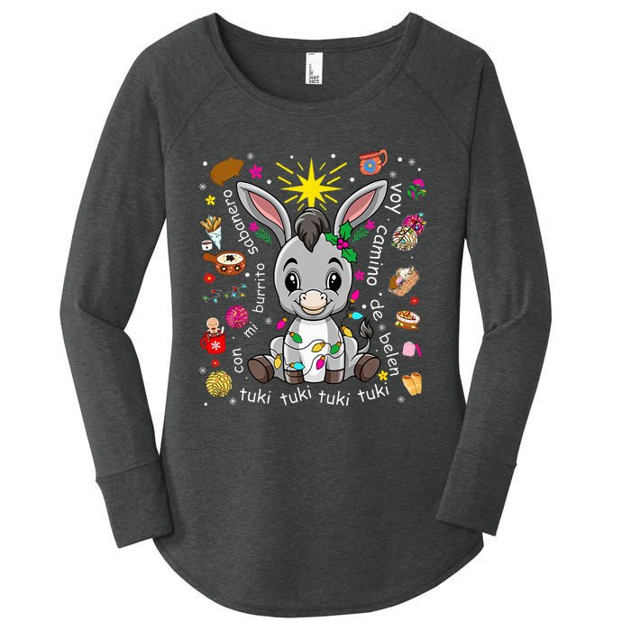 Mi Burrito Sabanero Mexican Christmas Donkey Spanish Xmas Women's Perfect Tri Tunic Long Sleeve Shirt