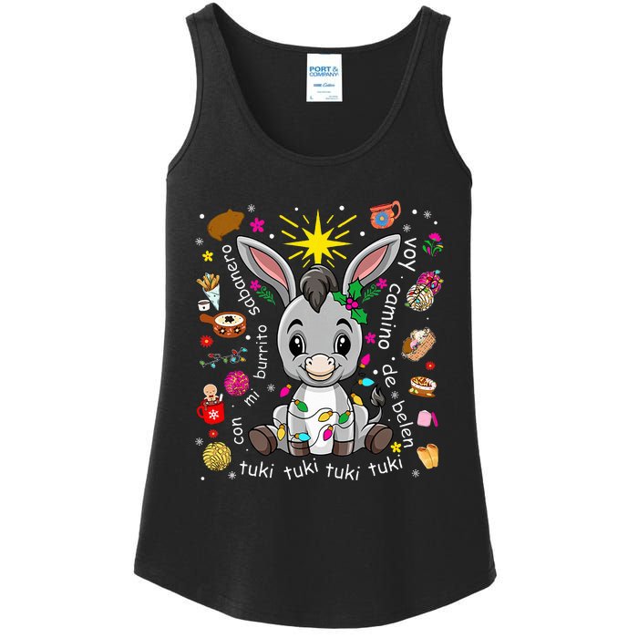 Mi Burrito Sabanero Mexican Christmas Donkey Spanish Xmas Ladies Essential Tank