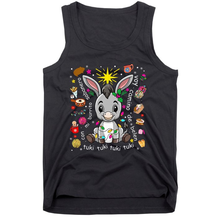 Mi Burrito Sabanero Mexican Christmas Donkey Spanish Xmas Tank Top