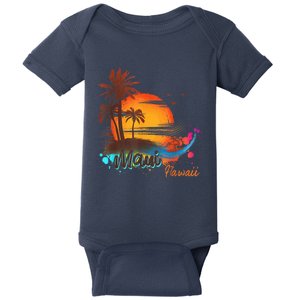 Maui-Hawaii Beach Summer Palm Trees Sunset Baby Bodysuit