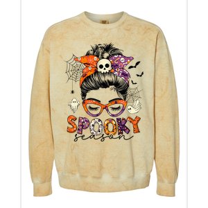 Messy Bun Spooky Season Funny Halloween Costume Colorblast Crewneck Sweatshirt