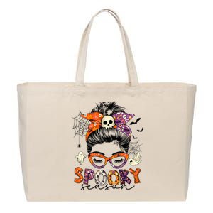 Messy Bun Spooky Season Funny Halloween Costume Cotton Canvas Jumbo Tote