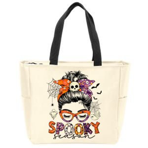 Messy Bun Spooky Season Funny Halloween Costume Zip Tote Bag