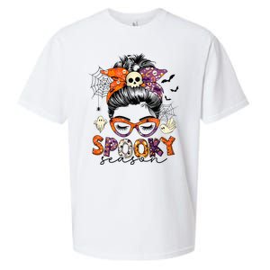 Messy Bun Spooky Season Funny Halloween Costume Sueded Cloud Jersey T-Shirt