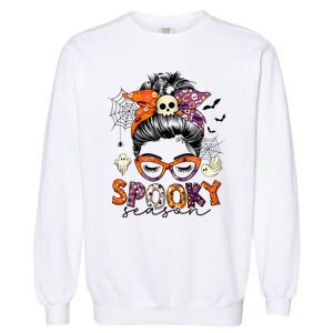 Messy Bun Spooky Season Funny Halloween Costume Garment-Dyed Sweatshirt