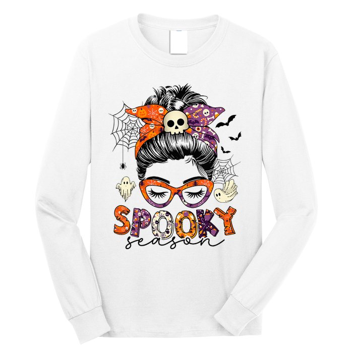 Messy Bun Spooky Season Funny Halloween Costume Long Sleeve Shirt