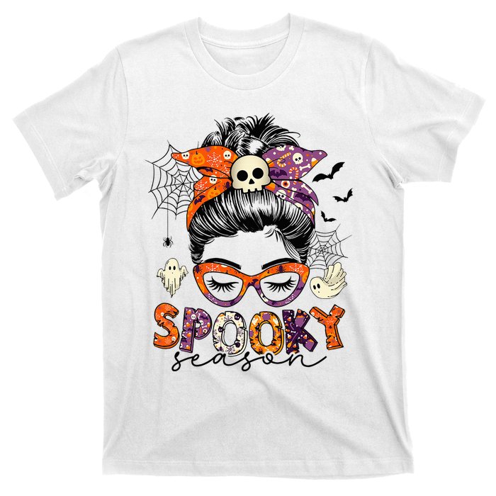 Messy Bun Spooky Season Funny Halloween Costume T-Shirt