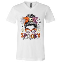 Messy Bun Spooky Season Funny Halloween Costume V-Neck T-Shirt