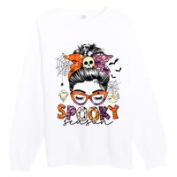 Messy Bun Spooky Season Funny Halloween Costume Premium Crewneck Sweatshirt