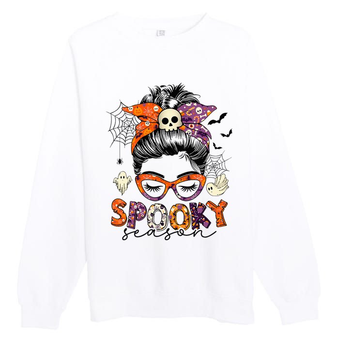 Messy Bun Spooky Season Funny Halloween Costume Premium Crewneck Sweatshirt