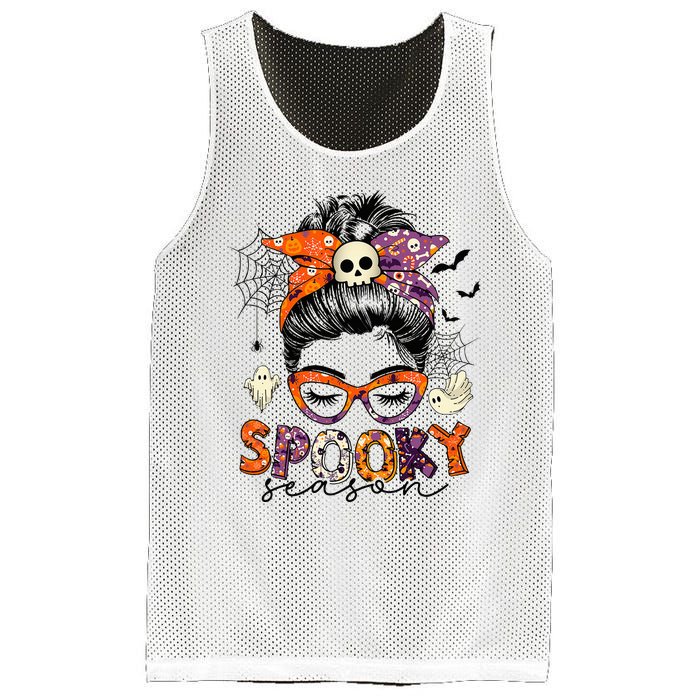 Messy Bun Spooky Season Funny Halloween Costume Mesh Reversible Basketball Jersey Tank