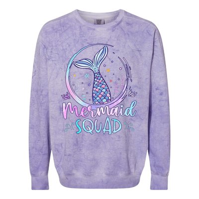 Mermaid Birthday Squad Party Girl Women Mermaid Colorblast Crewneck Sweatshirt