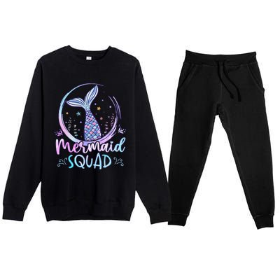 Mermaid Birthday Squad Party Girl Women Mermaid Premium Crewneck Sweatsuit Set