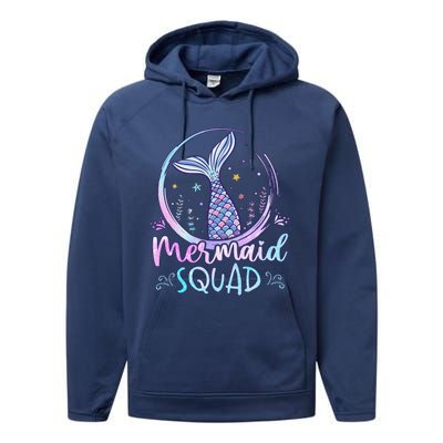 Mermaid Birthday Squad Party Girl Women Mermaid Performance Fleece Hoodie