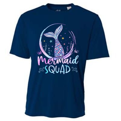 Mermaid Birthday Squad Party Girl Women Mermaid Cooling Performance Crew T-Shirt