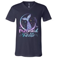 Mermaid Birthday Squad Party Girl Women Mermaid V-Neck T-Shirt