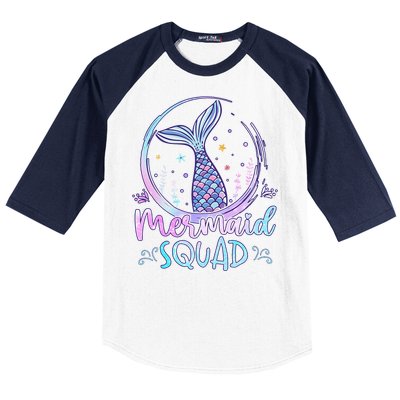 Mermaid Birthday Squad Party Girl Women Mermaid Baseball Sleeve Shirt