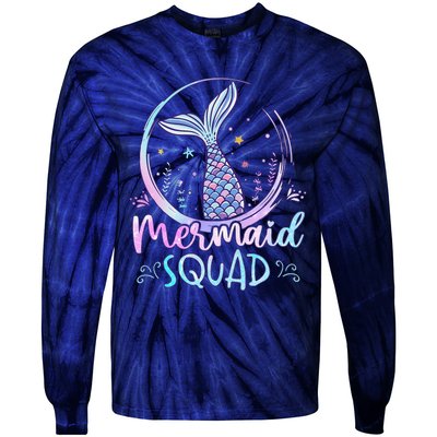 Mermaid Birthday Squad Party Girl Women Mermaid Tie-Dye Long Sleeve Shirt