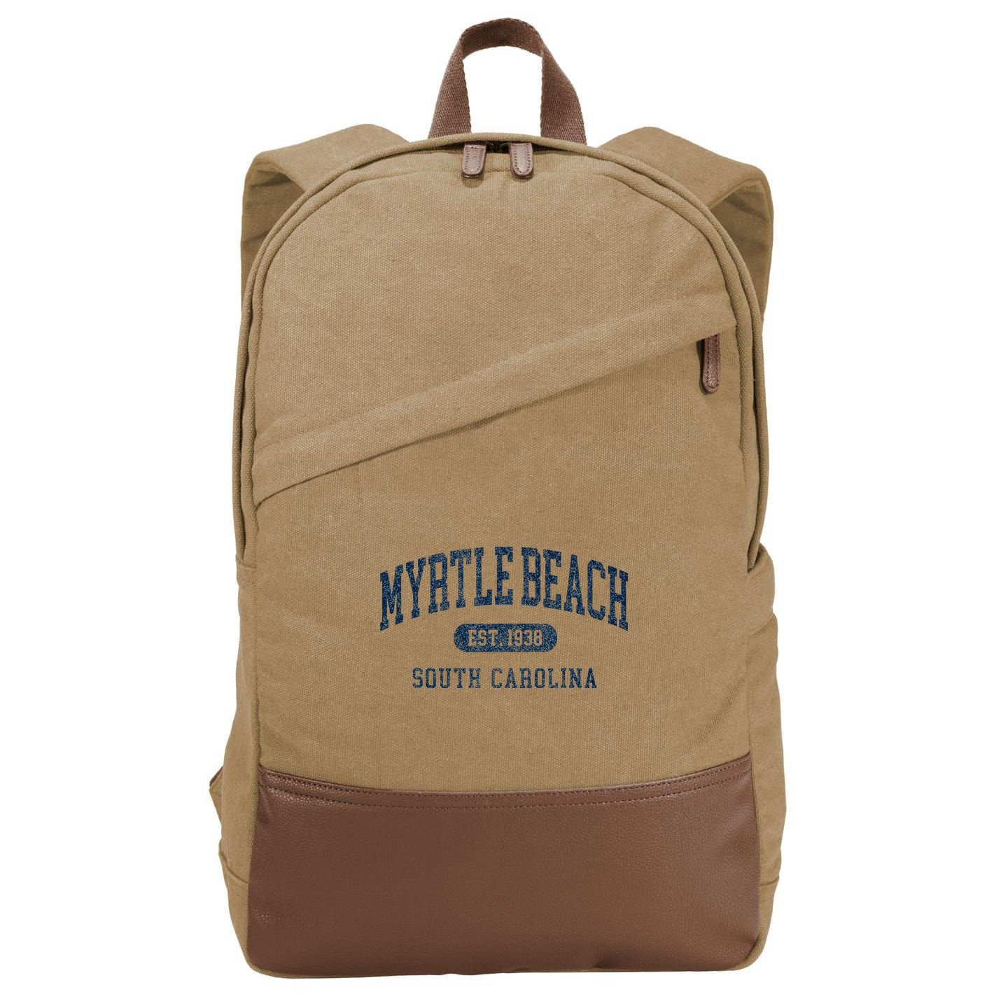 Myrtle Beach South Carolina Established Souvenir Cotton Canvas Backpack