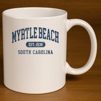Myrtle Beach South Carolina Established Souvenir 11oz C Handle Ceramic Mug