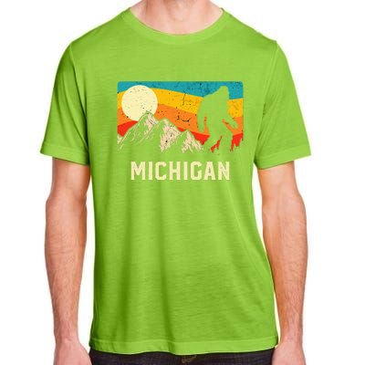 Michigan Bigfoot Sasquatch Mountains Retro Hiking  Adult ChromaSoft Performance T-Shirt