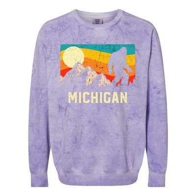 Michigan Bigfoot Sasquatch Mountains Retro Hiking  Colorblast Crewneck Sweatshirt