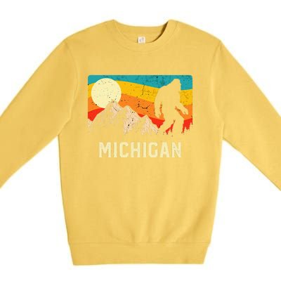 Michigan Bigfoot Sasquatch Mountains Retro Hiking  Premium Crewneck Sweatshirt