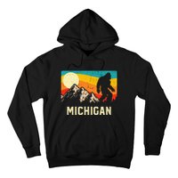 Michigan Bigfoot Sasquatch Mountains Retro Hiking  Hoodie