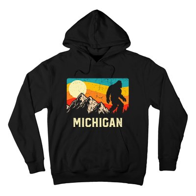 Michigan Bigfoot Sasquatch Mountains Retro Hiking  Hoodie