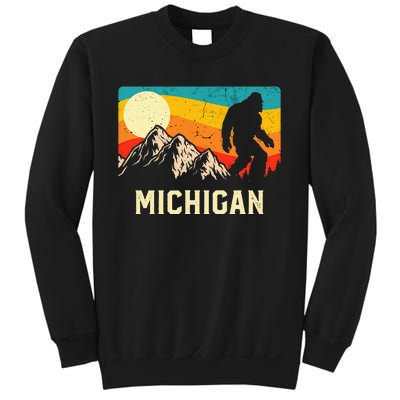 Michigan Bigfoot Sasquatch Mountains Retro Hiking  Sweatshirt