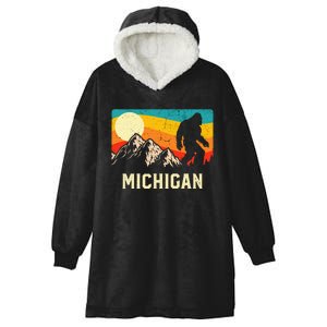 Michigan Bigfoot Sasquatch Mountains Retro Hiking  Hooded Wearable Blanket