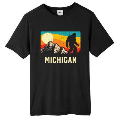 Michigan Bigfoot Sasquatch Mountains Retro Hiking  Tall Fusion ChromaSoft Performance T-Shirt