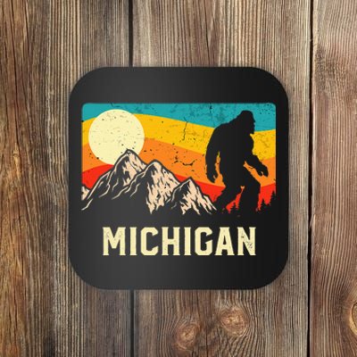 Michigan Bigfoot Sasquatch Mountains Retro Hiking  Coaster