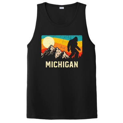 Michigan Bigfoot Sasquatch Mountains Retro Hiking  PosiCharge Competitor Tank